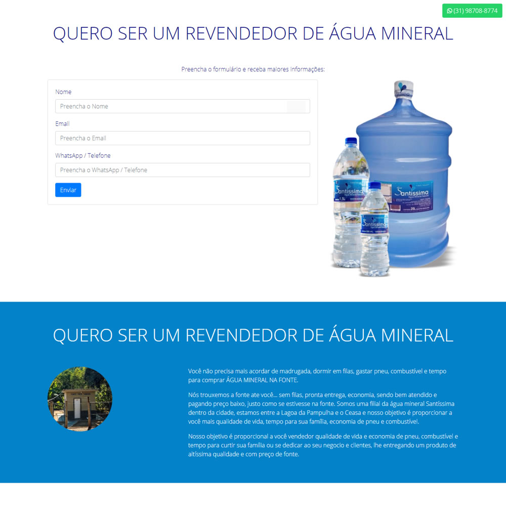 Landing Page Mineral Distriuidora